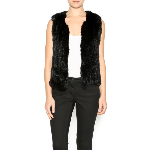 525 America Black Rabbit Fur Vest - Picture 3 of 4